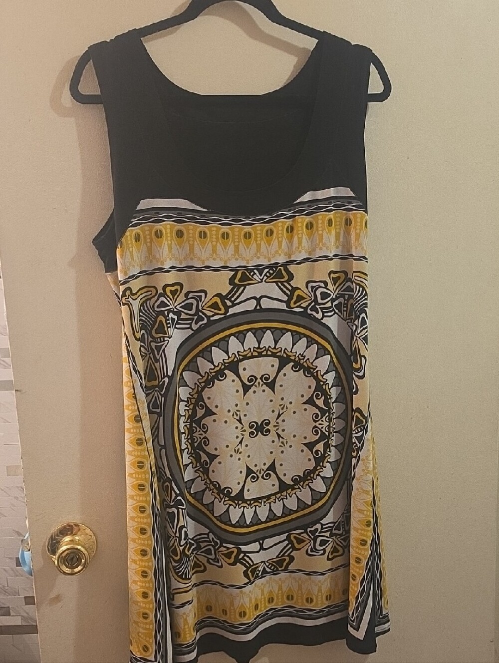 Designer Black & Yellow Medallion Print Tunic